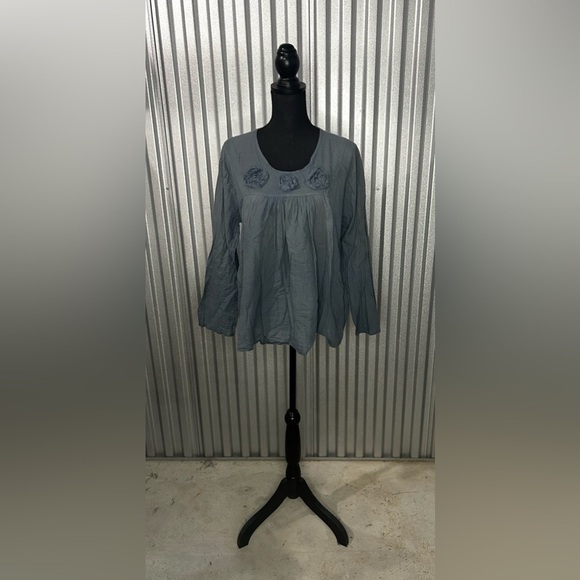 JP and Mattie Tops - Women’s JP and Mattie Blue Cotton Long Sleeve Designer Tunic Blouse Size Medium